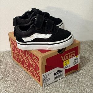 Vans Kids Black and White Velcro Sneakers